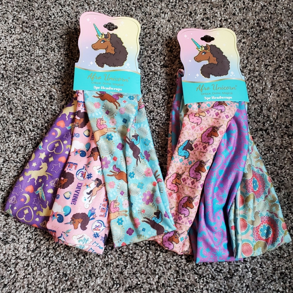Lot Of 2 Afro Unicorn 3 Piece Headwrap Set